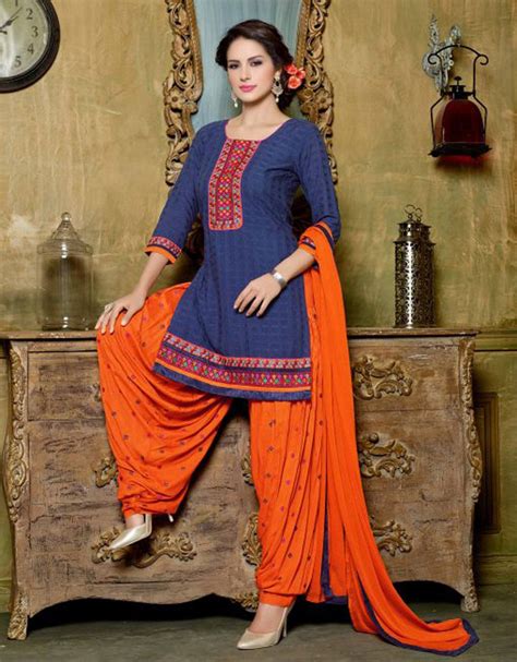 Blue Cotton Punjabi Suit 58156 Punjabi Suits Patiala Suit Designs