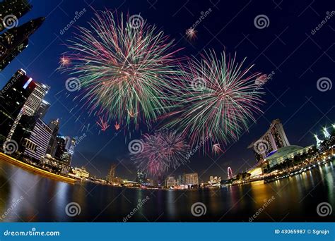 Fireworks Display At Marina Bay Sands Singapore Stock Image Image