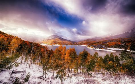 壁纸 阳光 树木 景观 森林 秋季 日落 湖 性质 反射 天空 雪 冬季 云彩 日出 晚间 早上 谷