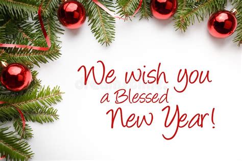 Christmas Decorations With The Greeting `we Wish You A Blessed New Year