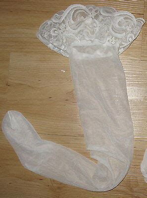 New Sheer White Lace Top Thigh Hi Sandal Foot Stockings Ebay