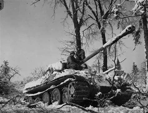 2nd Armored Division Soldiers With Captured Panther Tank Grandmenil