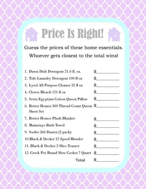 House Warming Party Price Is Right Game By Simplyinspiredesigns