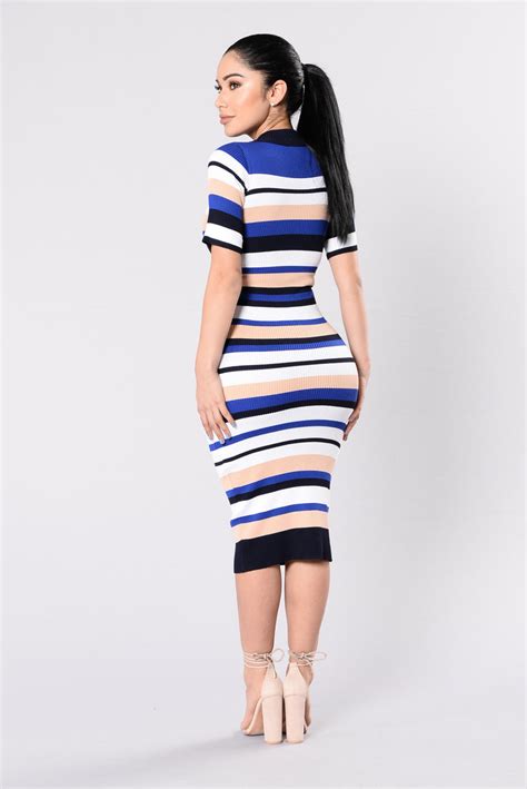 Hyped On Stripes Dress Navy Fashion Nova Dresses Fashion Nova