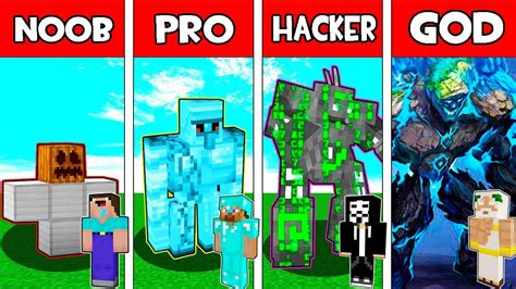 Minecraft Noob Vs Pro Vs Hacker Vs God Iron Golem