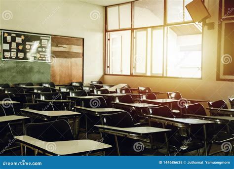 Classroom In Background Without No Student Or Teacher Stock Photo