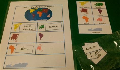 Continents Velcro Match Geography Continent Match Kids Continents