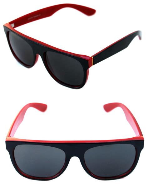 Men S Flat Top Sunglasses Impero Super Polished Black Red Frame Retro Vintage Supersunglasses