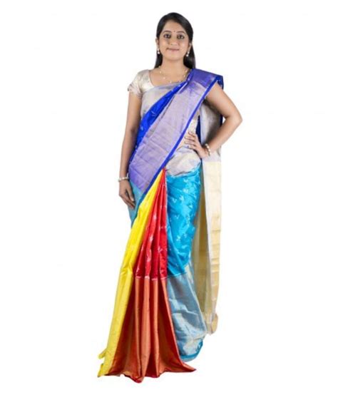 Sri Aishwarya Fashions Blue And Grey Silk Saree Buy Sri Aishwarya