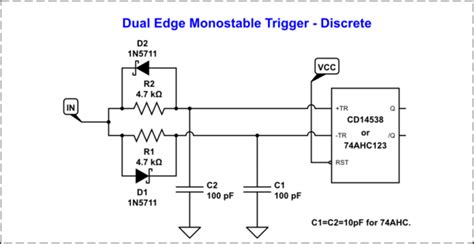Low Power Retrigerable Monostable Multivibrator That Fires On Both