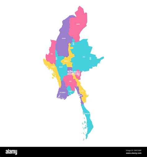 Myanmar Political Map Of Administrative Divisions States Regions And