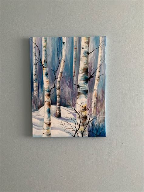 Winter Birch Trees Amazing Art Painting Painting Acrylic Painting