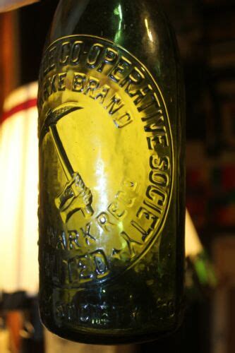 Antique Adelaide Bottle Co Op Pickaxe Brand Green Glass Bottle