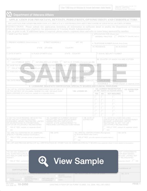 Va Form 10 2850 Online Application For Physicians Pdf Formswift