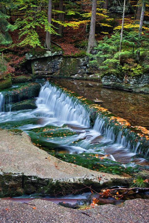 Tranquil Autumn Stream With Waterfall Stock Image Image Of Mountains
