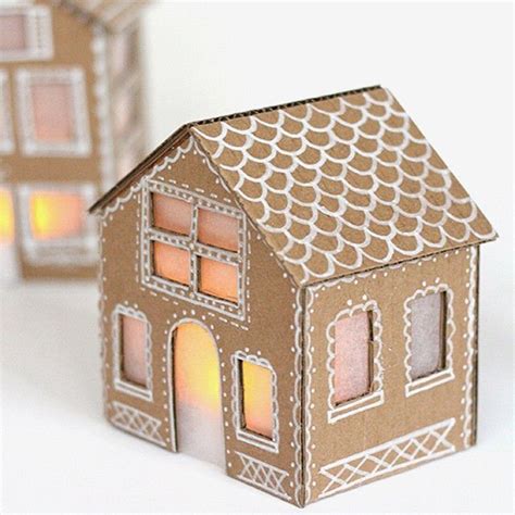 Diy Cardboard Gingerbread Houses Christmas Projects Christmas Decor