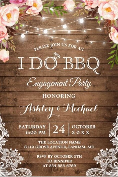 i do bbq engagement party rustic country floral invitation zazzle engagement party rustic