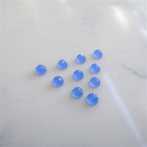 6mm Rose Faceted Blue Chalcedony Cabochon Milky Blue Opaque Etsy