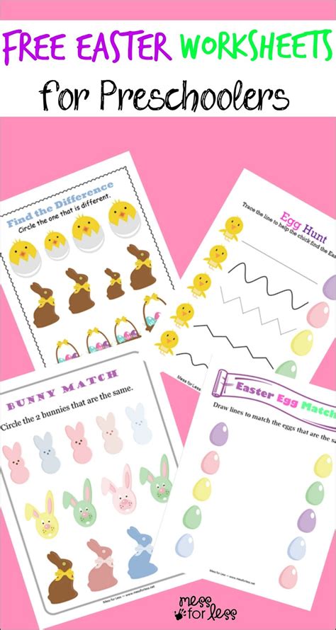 Free Easter Preschool Worksheets Mess For Less