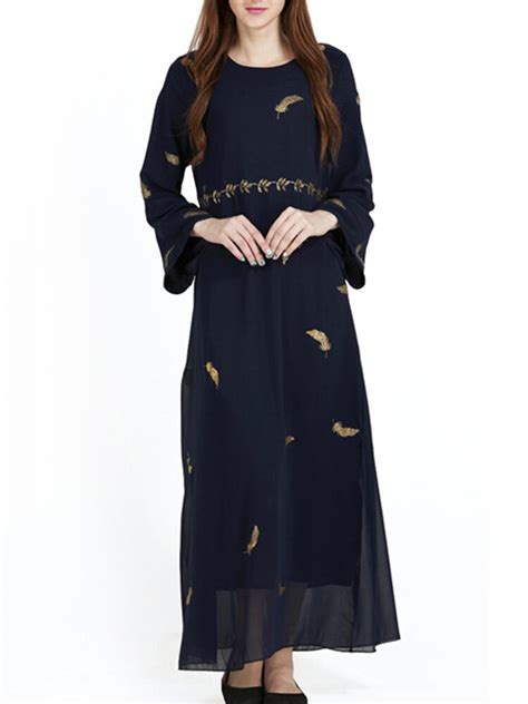 Vintage Women Ethnic Muslim Chiffon Maxi Dresses Shopping Online Newchic