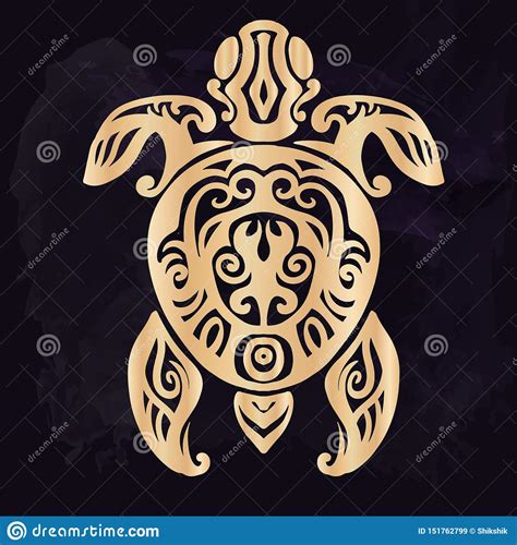 Tribal Tattoo With Decorative Sea Turtle With Ethnic Pattern Authentic