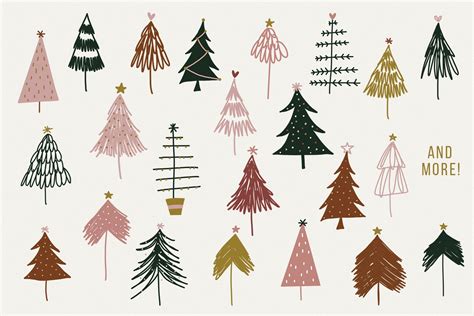 Modern Christmas Trees Clip Art Collection 952499 Illustrations