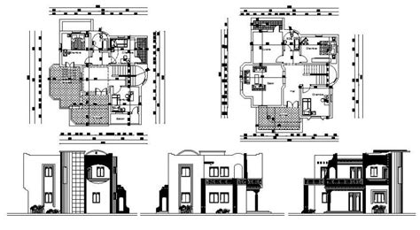 Bungalow Plan And Elevation 2d Drawing In Autocad Cadbull