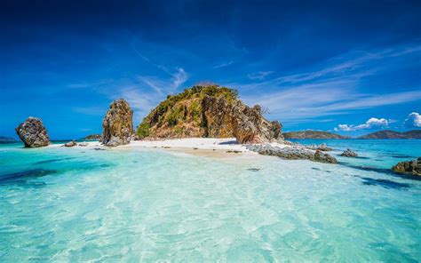 Nature Landscape Island Beach Philippines Tropical Rock Sand Turquoise Sea Water