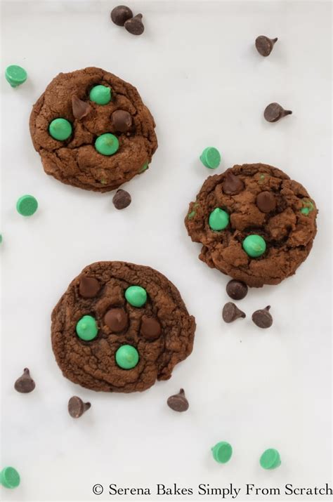 Double Chocolate Mint Chip Cookies Serena Bakes Simply From Scratch