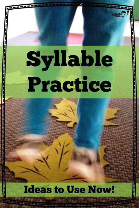 Subtract 1 for each silent vowel in the word. Syllable Practice - Activity Tailor | Language activities, Conversation skills, Syllable
