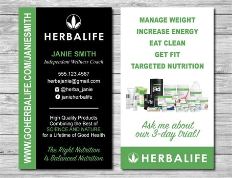 Escoja entre cientos de plantillas atractivas y de calidad o cargue su propio diseño. Herbalife Business Cards for Wellness Coach and ...