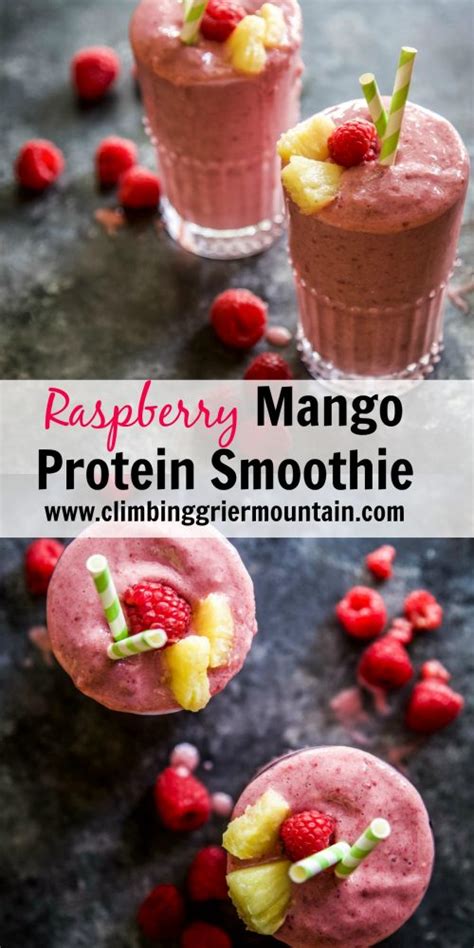 Raspberry Mango Protein Smoothie Climbing Grier Mountain