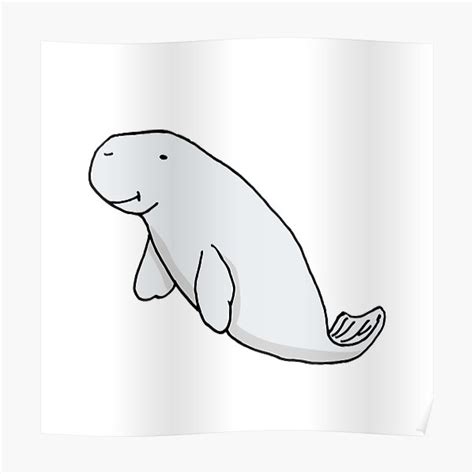 Cute Baby Dugong Poster By Feialine Redbubble