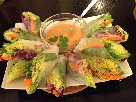 Thai Spring Rolls With Spicy Peanut Dipping Sauce High