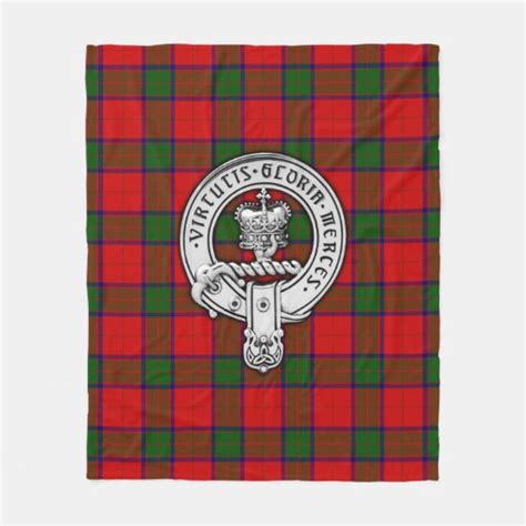 Clan Donnachaidh Robertson Crest And Tartan Fleece Blanket