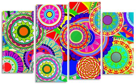 Aesthetic Colorful Mandala 4 Panels Paint By Numbers Panel Paint By