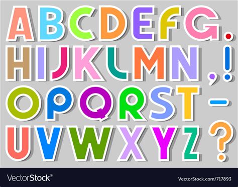 Multicolor Alphabet Stickers Royalty Free Vector Image