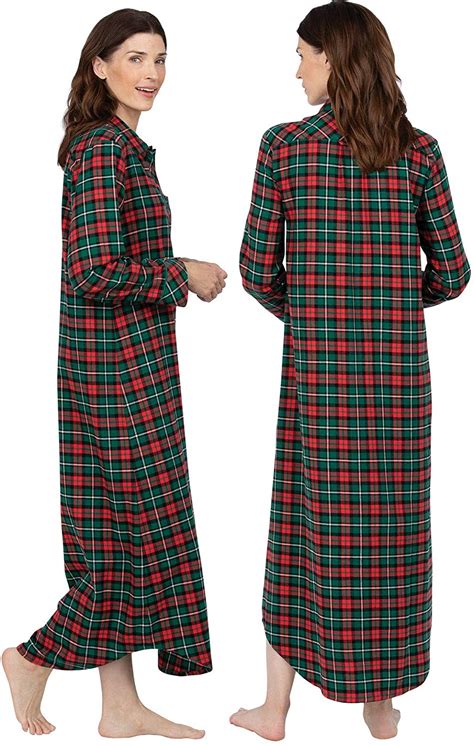 Pajamagram Womens Flannel Nightgown Plaid Cotton Flannel Nightgown