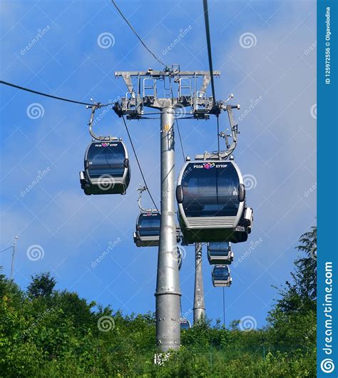 Rosa Khutor Russia June 1 2018 Cable Car In Ski Resort In Summer