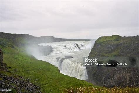 Iconic Landscape View Of Gullfoss Waterfall Which Belongs To The Golden