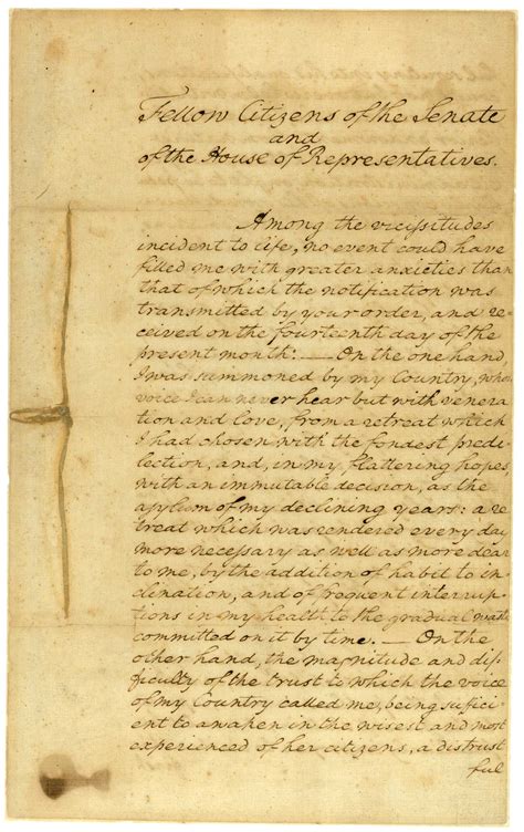 George Washingtons First Inaugural Address April 30 1789 National