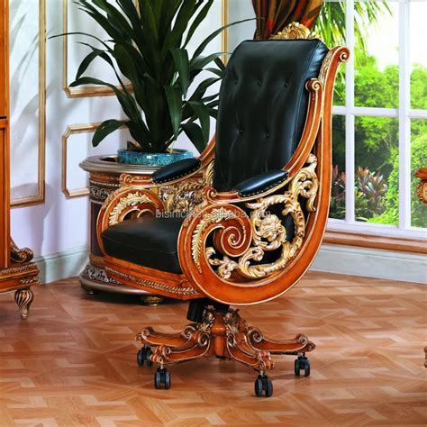 Luxury French Style Genuine Black Leather Office Chairnew Design