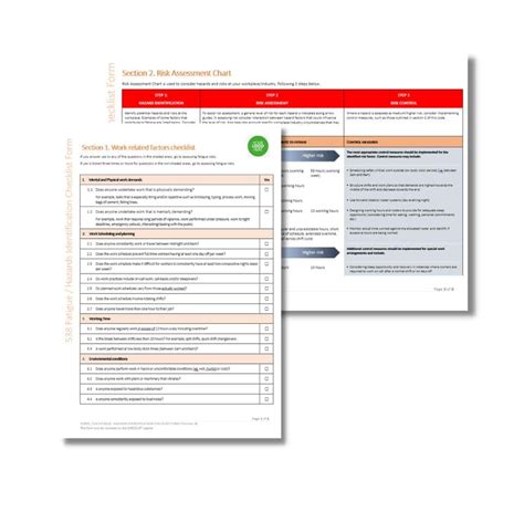 Fatigue Hazards Identification Checklist Form 538