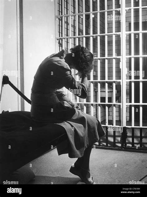 Woman Prisoner Inside Jail Cell Stock Photo 49305637 Alamy