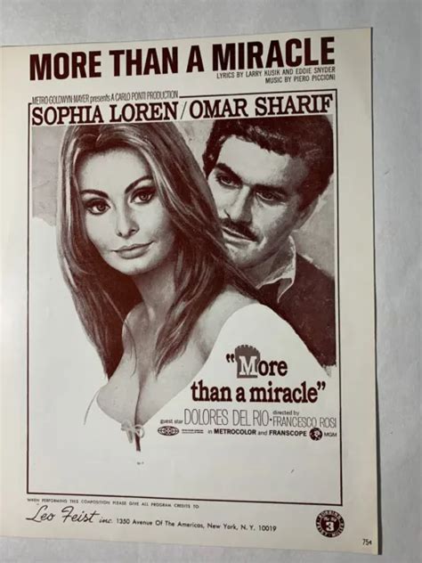 Vintage Sheet Music More Than A Miracle Sophia Loren Omar Sharif