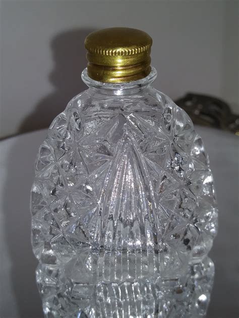 Vintage Cut Crystal Perfume Bottle With Brass Cap Etsy