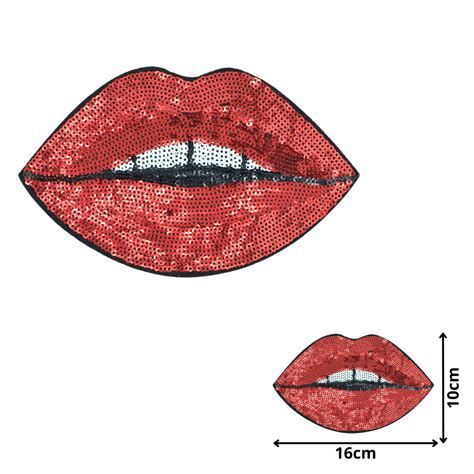 Red Lips 03 Seq011 Sequin Embroidered Patches Celloexpress