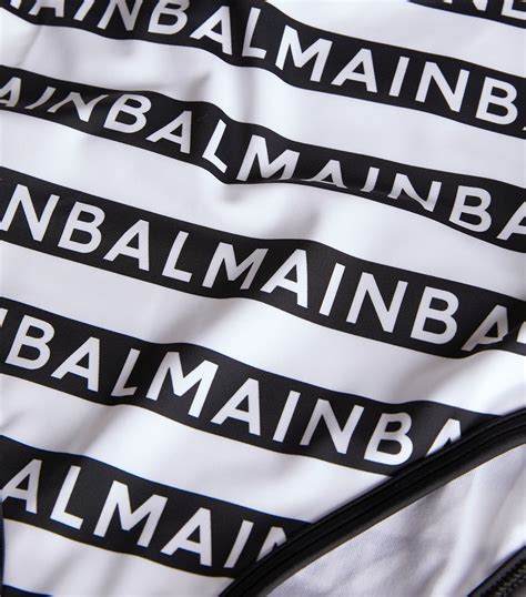 Balmain White Logo Stripe Swimsuit Harrods Uk