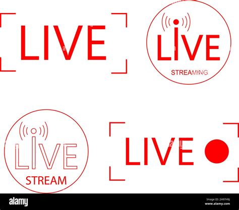 Live Video Streaming Vector Icons Collection Red Symbols Of Live
