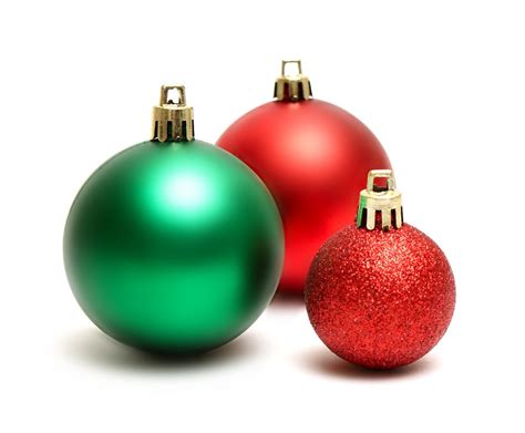 12591 Green And Red Christmas Ornaments Isolated On A White Background